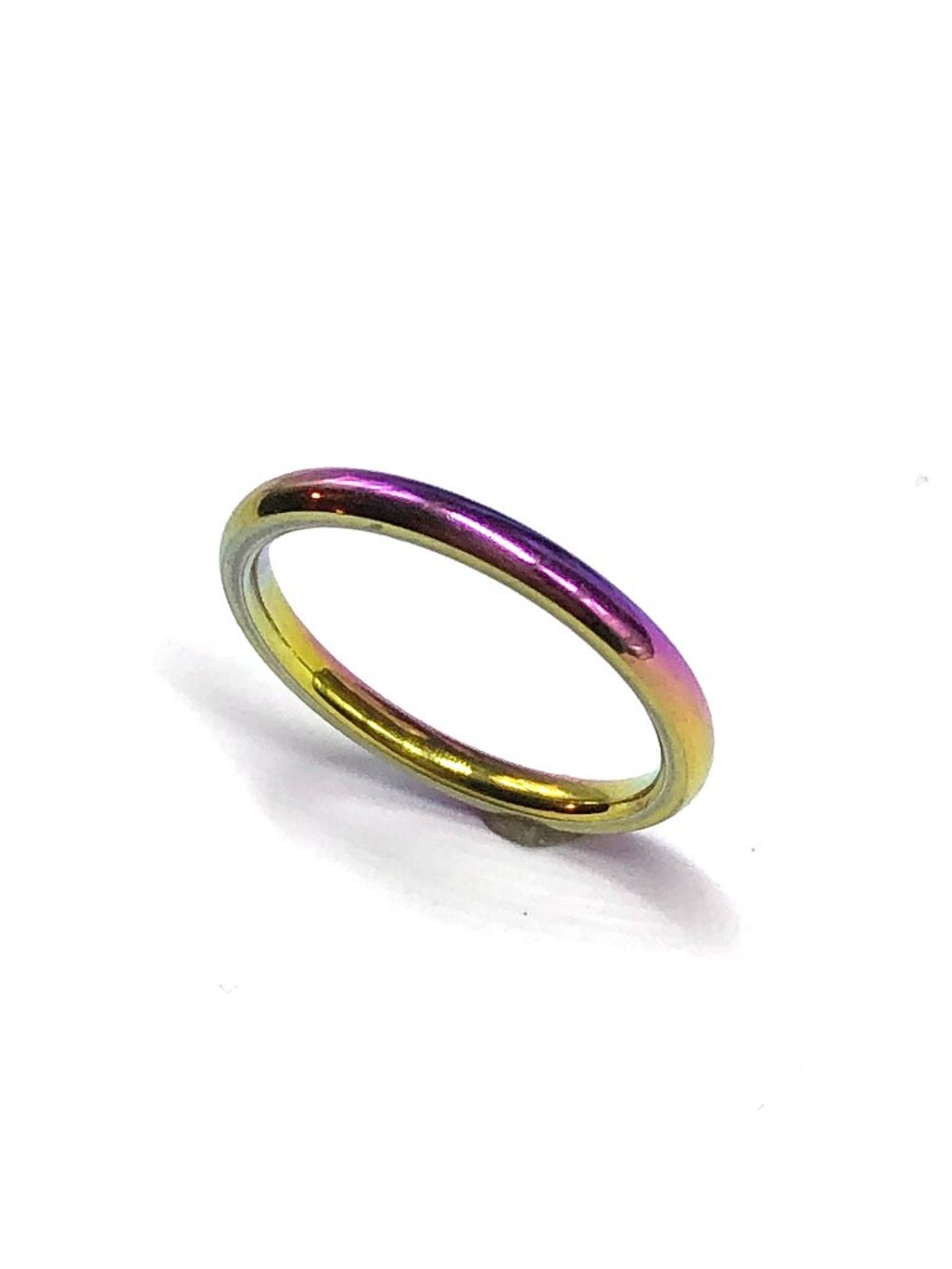 Stacking Ring Stainless Steel Rainbow Oil Slick Design Slim Band 5.5